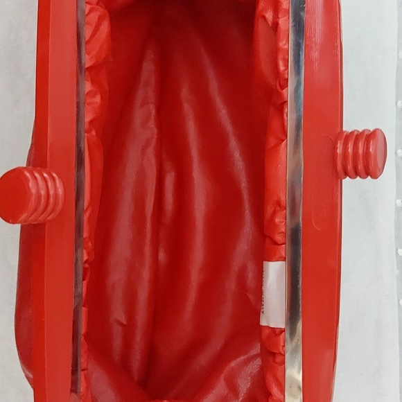 Red Italian Leather Purse, Trimingham Italian Leather Clutch - Picture 7 of 11